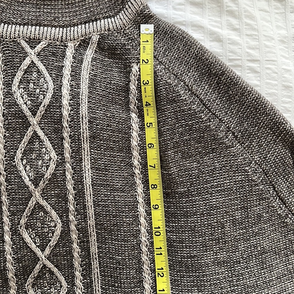 Anthropologie Gray Cable Knit Poncho with Cream Stripes - Picture 8 of 10